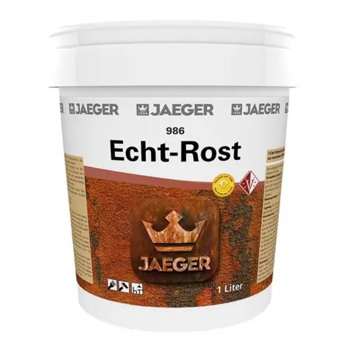 Jaeger Echt-Rost 986 Rostfarbe 1L anthrazit - Farben für Innen und Außen, verleiht Wänden eine attraktive Rost-Optik und sorgt für einen einzigartigen Look.