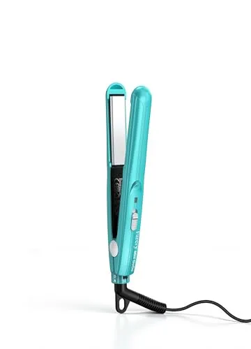 Farery Mini-Haarglätter, Keramik-Mini-Glätteisen für kurzes Haar/Locken, Pony, leicht und tragbar, kleine Glätteisen, weltweite Spannung für Reisen, Aufbewahrungstasche, blau