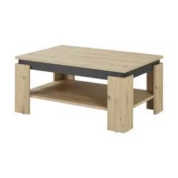 Hela Couchtisch Tim, Artisan/Schwarz - Beistelltisch fürs Wohnzimmer mit farbigem Tischkranz und großer Ablage, ideal für stilvolle Flexibilität und lange Haltbarkeit.