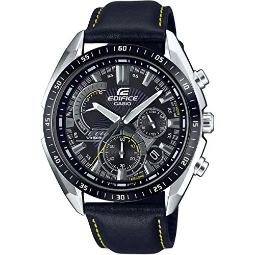 Casio Uhr Edifice Herren Armbanduhr EFR-570BL-1AVUEF Lederarmband - Schwarz/Schwarz