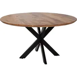 MR. DEKO Esstisch Avola | Rund 110 cm aus Mangoholz mit Metallgestell - Stilvoller runder Esstisch für 4 Personen aus hochwertigem Mangoholz. Jedes Stück ist ein Unikat mit lebendiger Maserung. Stabilität durch pulverbeschichtetes Metallgestell und höhenverstellbare Füße für optimale Anpassung.