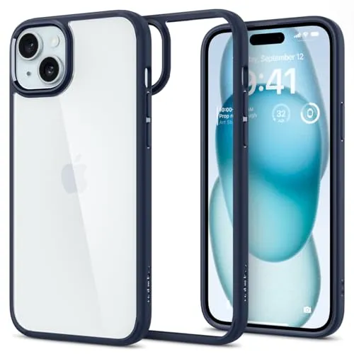 Spigen für iPhone 15 Ultra Hybrid Hülle - Anti-Yellowing Case, durchsichtige und dünne Schutzhülle mit militärischem Falltestschutz in Navy Blue