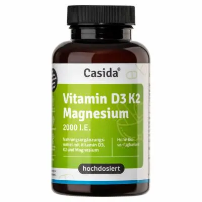 Vitamin D3 K2 Magnesium 2000 I.E. Kapseln - Arzneimittel für starke Knochen und ein gesundes Immunsystem, kombiniert mit Magnesium für optimale Aufnahme und Wirkung.