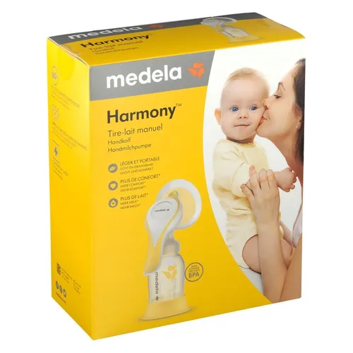 Medela Handmilchpumpe Harmony (Französische Version) - Milchpumpen für mütterliche Pflege, diskret und leise mit PersonalFit Flex Sauger für optimalen Komfort und natürliche 2-Phase-Technologie, die den Saugrhythmus eines Babys imitiert.