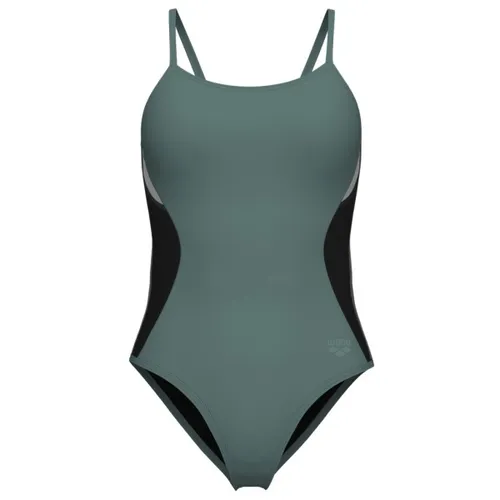 Arena Women's Mesh Panels Swimsuit Closed Back - Oliv - Badeanzug in Oliv, Größe 34, mit Stretch und verstellbaren Trägern, ideal für Wassersport. Hochwertiges Material sorgt für optimalen Tragekomfort.