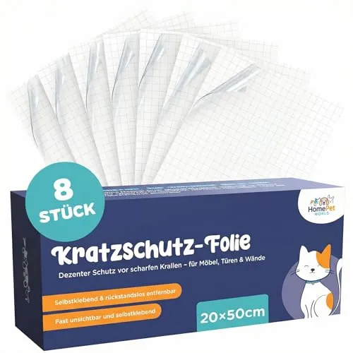 HomePetWorld Kratzschutzfolie Katze, Selbstklebende transparente Anti Kratz Folie als Kratzschutz oder Sofaschutz für Möbel (20x50 (8 Stück))