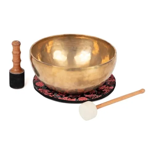 Bodhi Tibetische Klangschale Ø 35 cm - Handgefertigtes Set - Klangschalen aus Bronze für Meditation und Entspannung, inklusive Kissen & Klöppel - ideal als spirituelles Geschenk und einzigartiger Blickfang.
