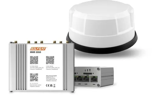 SELFSAT MWR 5550 mit Panorama Antenne weiß - Starlink kompatibel - SAT-Antenne für Wohnmobile, bietet stabile Internetverbindung über 5G/4G und WLAN, staub- und wasserdicht (IP67) für zuverlässigen Einsatz im Freien.