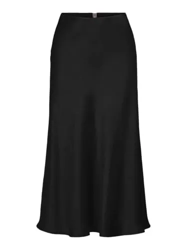 Y.A.S Damen YASPELLA HW MIDI Skirt - Eleganter Midi-Rock in Schwarz - Röcke für Damen mit elastischem Bund und normaler Passform, perfekt für vielseitige Outfits und jeden Anlass.