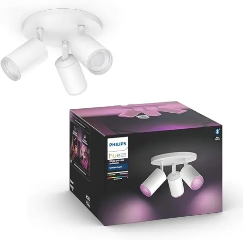 Philips Hue White & Color Ambiance Fugato 3er Spot weiß 3x350lm, dimmbar, 16 Mio. Farben, steuerbar via App, kompatibel mit Amazon Alexa (Echo, Echo Dot), alte Generation
