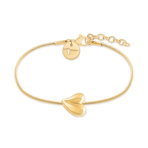 Tamaris Schmuck für Damen aus Edelstahl, Armband mit organischem Herzmotiv für Valentinstag, Stilvoll und Elegante Geschenkidee - Gold