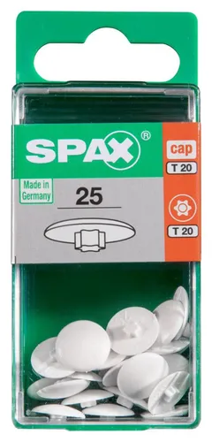 Spax Abdeckkappen weiß zum Stecken - 25 Stk. - Abdeckkappen in Weiß, perfekt zum Verstecken von Schrauben und Nägeln, sorgen für ein sauberes Finish in Ihrem Zuhause.