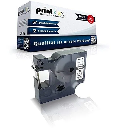 Print-Klex Schriftband kompatibel für Dymo D1 43613 1000 Plus 2000 5500 Labelmanager 150 Labelmanager 160 Labelmanager 200 S0720780 6mmx7m Schwarz auf Weiss - Office Plus Serie