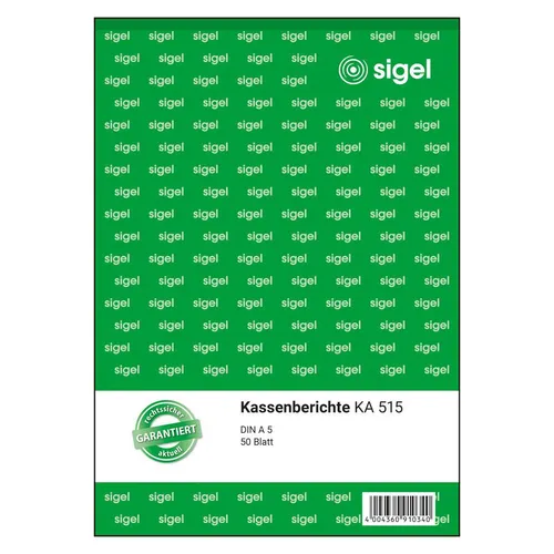 Sigel Kassenbericht DIN A5 – 50 Blatt - Praktisches Kassenbuch im DIN A5 Format, ideal für geschäftliche Zwecke. Liniert, mit 50 Seiten aus hochwertigem Papier für eine einfache und klare Dokumentation.