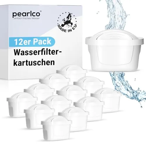 PearlCo Kalk- und Wasserfilter Unimax Pack 12 - Filter für Brita Maxtra Systeme, reduziert Kalk und Schadstoffe, sorgt für aromatisches Wasser und verlängert die Lebensdauer von Geräten.
