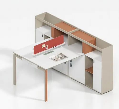 Bürotisch für 2 Personen - Moderner Schreibtisch für effektives Arbeiten - Eleganter Schreibtisch für 2 Personen mit Regalen, 155 x 120 x 110 cm groß. Ideal für das Arbeitszimmer und sorgt für Ordnung. Hergestellt aus hochwertigem MDF, inklusive 2 Jahre Herstellergarantie.