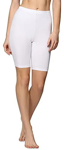 Bellivalini Damen Kurze Leggings aus Baumwolle BLV50-157 (Weiß, S)