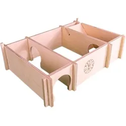 Getzoo Nagerhaus Wohnlabyrinth Leyla - Tierhäuser für Farbmäuse, Hamster und Zwerghamster, aus hochwertigem Holz mit 3 Kammern und 2 Eingängen für ein spannendes Wohn- und Spielvergnügen.