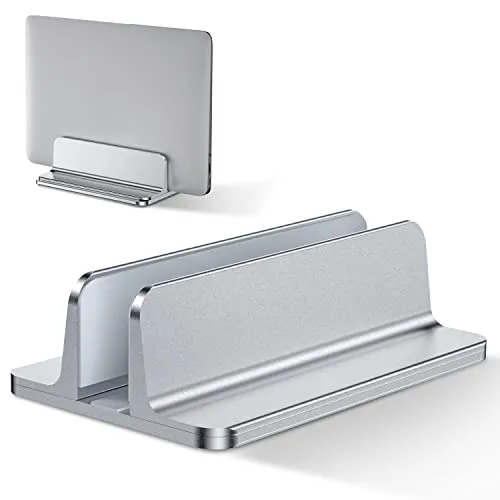 Bewahly Laptop-Ständer, vertikal, aus Aluminium, verstellbar, für MacBook Pro/Air, iPad, Surface, HP, Lenovo, Tablet und andere Laptops – Silber