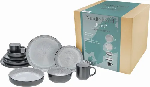 Creatable Kombiservice Hellgrau, 10-teilig - 10-teiliges Geschirrset aus lebensmittelechter Keramik in elegantem Hellgrau, perfekt für stilvolle Mahlzeiten und besondere Anlässe.