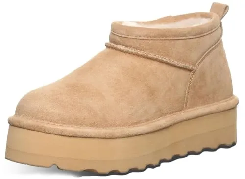 BEARPAW Damen Retro Super Shorty Boot – Bequeme Stiefelette für den Winter - Bequeme Winterstiefel im Retro-Stil mit einem 3,8 cm Absatz für zusätzlichen Komfort. Robustes Futter hält warm, während die leichte Gummi-Außensohle für drinnen und draußen geeignet ist. Ideal für modische Looks!