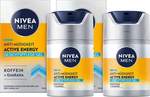 NIVEA MEN Active Energy Gesichtspflege Gel Anti-Müdigkeit Koffein Guarana 2 x 50 ml