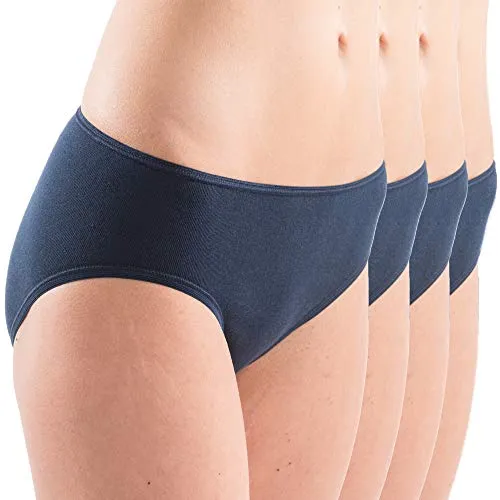 HERMKO 1031 Damen Midi-Slip Bio-Baumwolle 4er Pack (Weitere Farben), Farbe:Marine, Größe:36/38 (S)