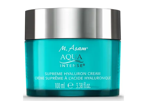 M. Asam Tagescreme Aqua Intense Supreme Hyaloúron Cream 100 ml - Feuchtigkeitscreme mit patentiertem Hyaluronsäurekomplex, polstert Trockenheitsfältchen auf und sorgt für ein pralles, geglättetes Hautbild – die ideale Pflege für frische, zarte Haut.