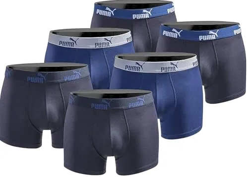 PUMA Boxershort 6er Pack Herren Basic Black Limited Edition - New True Blue - Gr. L - Herren-Boxershorts im 6er Pack von PUMA - Hochwertige Baumwollqualität mit hohem Tragekomfort und elastischem Bund für optimalen Sitz. Ideal für Sport und Alltag, bequem und atmungsaktiv.