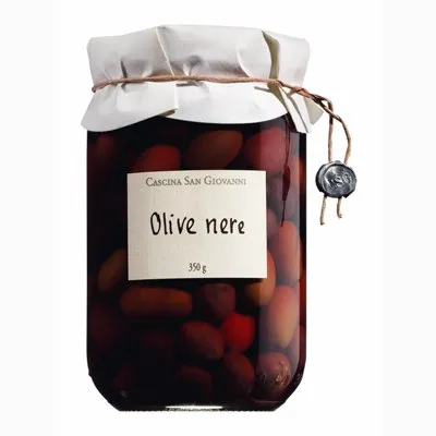Cascina San Giovanni Olive nere, Schwarze Oliven mit Stein