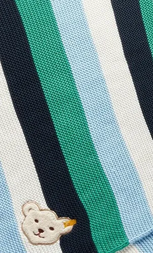 Strickdecke Steiff Bär blau grün 80 x 100 cm - Hochwertige Babydecke aus 100 % Baumwolle, gestrickt für besonderen Komfort. Mit niedlichem Steiff Bär-Design, ideal für kuschelige Momente. Perfekt für Babys und Kleinkinder! 80 x 100 cm groß.