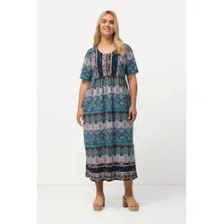 Ulla Popken Midikleid A-Linie mit Zipper - Gemusterte Kleider: Elegantes Maxikleid in A-Linie mit Rundhalsausschnitt und praktischen seitlichen Nahttaschen, ideal für besondere Anlässe.