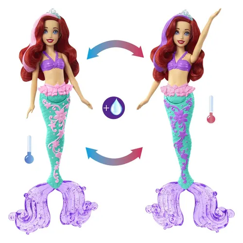 Mattel HLW00 - Disney Princess Meerjungfrauenpuppe Arielle, 15 cm groß, farbenfroher Spielspaß für Kinder ab 3 Jahren