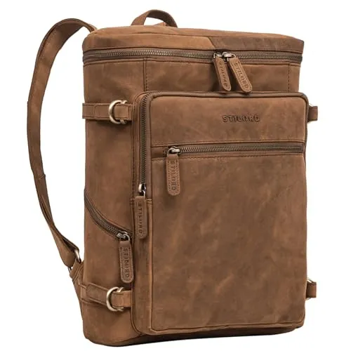 STILORD 'Alvar' Businessrucksack für Laptop bis 15,6' - Eleganter Laptop-Rucksack aus echtem Rindsleder mit intelligentem Reißverschluss für schnellen Zugriff und stilvollem Design - ideal für Büro und Studium.
