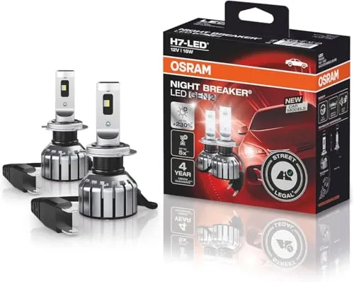 OSRAM Auto-Lampe Night Breaker Gen2 H7 - 230% helleres Licht, LED Scheinwerferlampe für 12V Fahrzeuge, 2 Stück mit 4 Jahren Garantie