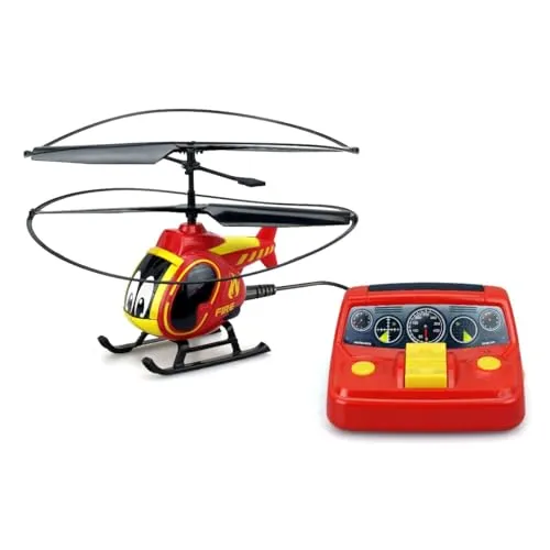 TOOKO 84703 MEIN ERSTER FEUERWEHRHUBSCHRAUBER - Ferngesteuerter Helikopter für Kinder ab 4 Jahren, einfache Steuerung mit Soundeffekten und maximaler Sicherheit durch Schutzringe