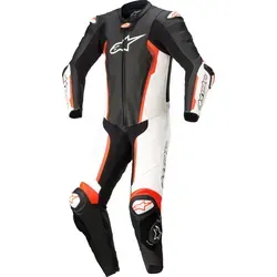 alpinestars Missile V2 1-Teiler Lederkombi schwarz, 50 - Motorradkombis mit ergonomischem Schnitt und herausnehmbaren GP-R Protektoren für optimalen Schutz und Bewegungsfreiheit, ideal für Rennsport und Straße.
