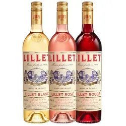 Lillet 3er Set - Blanc, Rose & Rouge - Weinsets mit fruchtigen Aperitiven aus Frankreich. Ideal für Cocktails und gesellige Abende – jetzt günstig online bestellen!