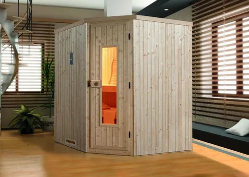 Weka Ecksauna VARBERG 2 HT - Sauna für entspannende Wellness-Momente, aus hochwertigem Holz gefertigt und ideal für den Garten oder die Terrasse.