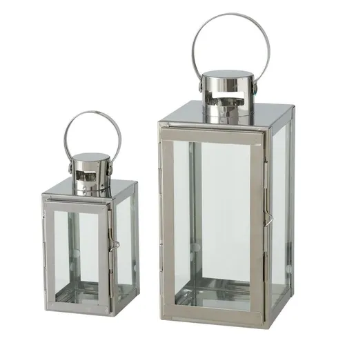 BOLTZE Kerzenlaterne Caruso 2er Set - Silber Windlicht Kerzenhalter, elegantes skandinavisches Design für stimmungsvolle Beleuchtung