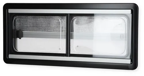 Dometic Seitz S4 Schiebefenster 800 x 350 mm - Caravan-Zubehör mit exzellenter Isolierung dank doppeltem Acrylglas und Polyurethan-Rahmen. Ideal für Wohnmobile und Wohnwagen, ausgestattet mit Verdunkelungsblende und Fliegengitter für optimalen Komfort.