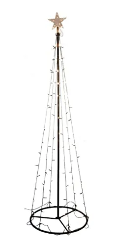 Beleuchteter LED Weihnachtsbaum in Kegel Form - 240 cm mit 140 warmweißen Lichtern - Künstliche Weihnachtsbäume, ideal für festliche Beleuchtung im Innen- und Außenbereich, inkl. beleuchtetem Stern und IP 44 Adapter für Sicherheit.