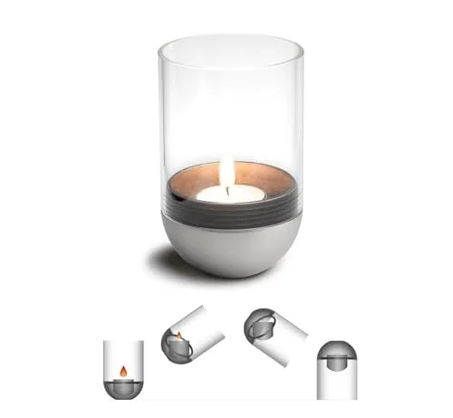 höfats Gravity Candle - Teelichthalter in Schwarz - Modernes Windlicht aus Glas mit Edelstahlboden, Höhe 14cm und Durchmesser 8cm, perfekt für stimmungsvolle Beleuchtung.