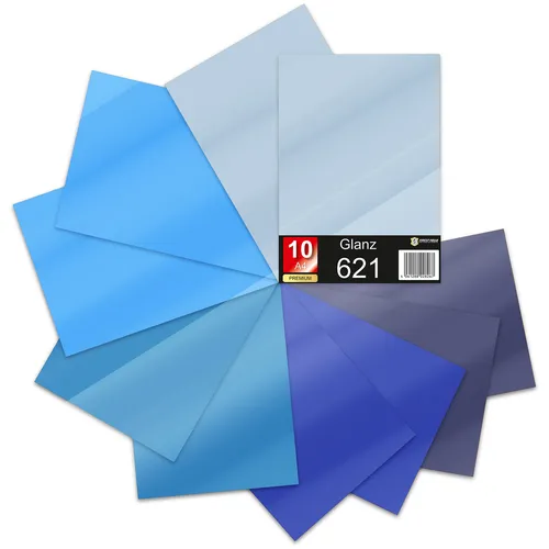 10er Set DIN A4 Bögen Blau 30x21cm ORACAL 621 Glanz Folie Auto Plotter