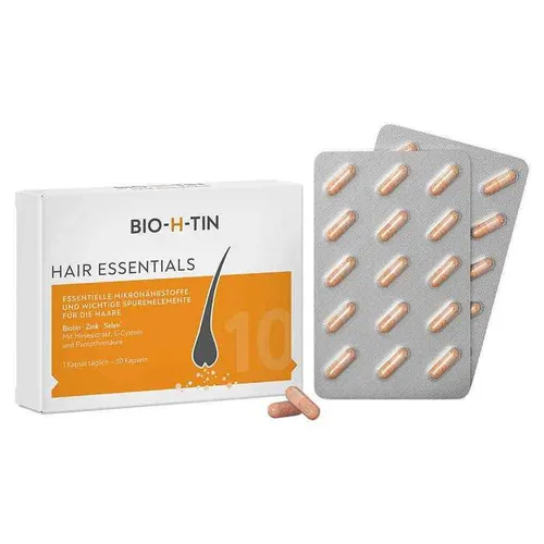 BIO-H-TIN Hair Essentials 30 Kapseln - Mikronährstoff-Kapseln für gesundes Haar. Einfach täglich 1 Kapsel einnehmen. Enthält wichtige Nährstoffe zur Unterstützung der Haarpflege und für nachhaltige Ergebnisse.