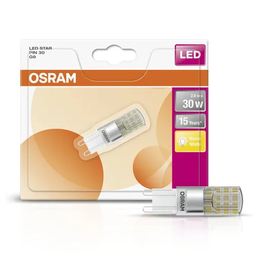 Osram LED Leuchtmittel Stiftsockel Star 2,6W = 30W G9 klar 320lm FS warmweiß