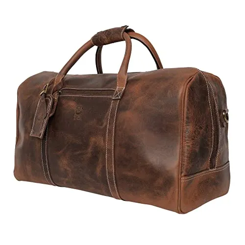 Leder Reisetasche Herren - Weekender Sport Travel Umhängetaschen Flugzeug Handgepäck Männer Duffle Bag (Gross)