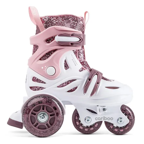 cariboo Rollschuhe Ballerina für Kinder, verstellbar S 31-35 - Kinder-Rollerskates mit Lernlaufrädern und stabiler Radanordnung für sicheres Lernen. Wächst mit, ideal für Anfänger und fortgeschrittene Läufer!