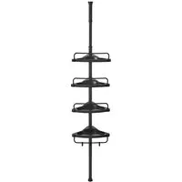 Badregal SONGMICS Duschregal 85-305 cm schwarz - Badezimmerregal mit 4 stabilen Ebenen, flexibel in der Höhe verstellbar und ideal für die optimale Raumnutzung im Badezimmer.