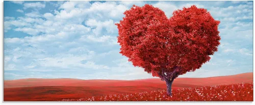 Glasbild "Baum in Form eines Herzens", Herzen, (1 St.), in verschiedenen Größen Farbe Bild(er): rot B/H: 125 cm x 50 cm